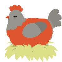 A vermilion and ash chicken with a head pattern