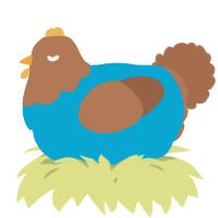 A cerulean and brown chicken with a head pattern