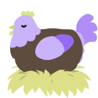 A bark and lilac chicken with a head pattern