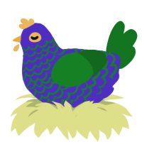 Peacock, a indigo and leaf chicken with a lace pattern