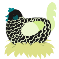 Lime, a sable and apple chicken with a lace pattern