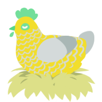 A yellow and silver chicken with a lace pattern