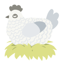 A white and mist chicken with a lace pattern