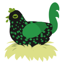 Xbox 360, a sable and viridian chicken with a speckle pattern