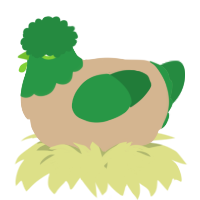 A beige and viridian chicken with a head pattern