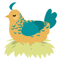 A honey and teal chicken with a half-lace pattern