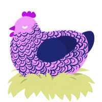 A lavender and navy chicken with a double-lace pattern