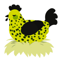 Eurocore MVP, a lime and black chicken with a speckle pattern