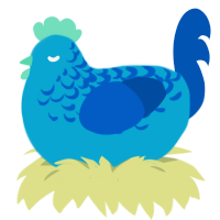 detergent, a cerulean and ultramarine chicken with a half-lace pattern