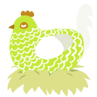 Old Tennis Ball, a lime and white chicken with a lace pattern