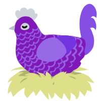 A violet and blurple chicken with a lace pattern