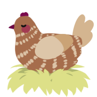 A brown and beige chicken with a bar pattern