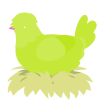 A lime chicken with a head pattern