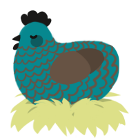 A teal and bark chicken with a lace pattern