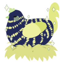 A navy and lemon chicken with a bar pattern