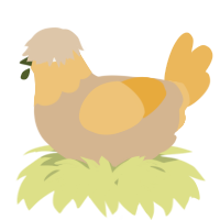 A beige and honey chicken with a head pattern