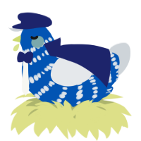 A ultramarine and mist chicken with a bar pattern
