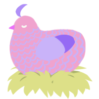 A pink and lilac chicken with a lace pattern