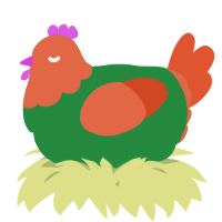 A viridian and vermilion chicken with a head pattern