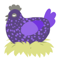 A overcast and blurple chicken with a speckle pattern