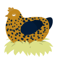 A ochre and tumblr chicken with a speckle pattern