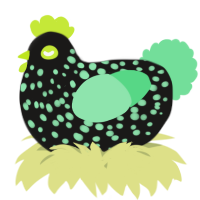 A sable and spring chicken with a speckle pattern