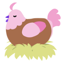A brown and pink chicken with a head pattern