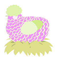 A lavender and apple chicken with a lace pattern