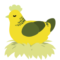 A yellow and olive chicken with a neck-band pattern