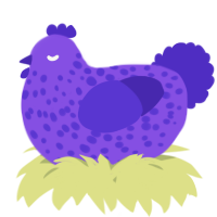 A blurple and indigo chicken with a speckle pattern