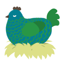 A sea and viridian chicken with a lace pattern