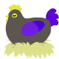 KIDD CADET, a grey and blurple chicken