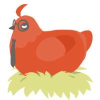 A vermilion chicken with a head pattern