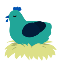 Dewdrop, a turquoise and tumblr chicken