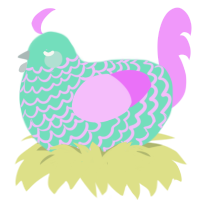 Easter Basket, a mint and lavender chicken with a lace pattern