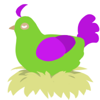 Veggie, a grass and amethyst chicken
