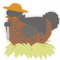 A brown and grey chicken with a speckle pattern