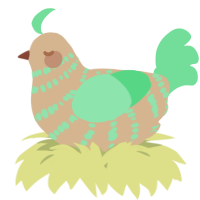 A beige and spring chicken with a bar pattern