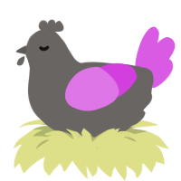 A grey and orchid chicken