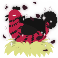A crimson and sable chicken with a bar pattern