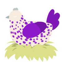 Silverviolet, a cream and violet chicken with a speckle pattern