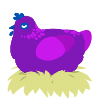 A violet and amethyst chicken with a neck-speckle pattern