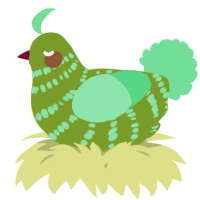 A chartreuse and spring chicken with a bar pattern