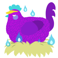 A amethyst and violet chicken with a double-lace pattern