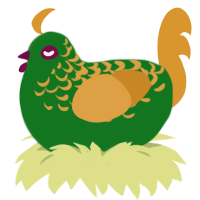 the green one, a leaf and orange chicken with a half-lace pattern