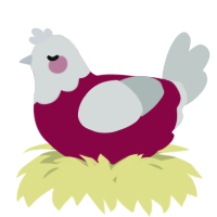 A maroon and silver chicken with a head pattern