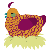A orange and wine chicken with a lace pattern