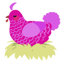 A fuchsia and orchid chicken with a lace pattern