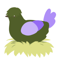 Mortimer, a olive and lilac chicken
