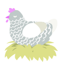 A silver and white chicken with a lace pattern